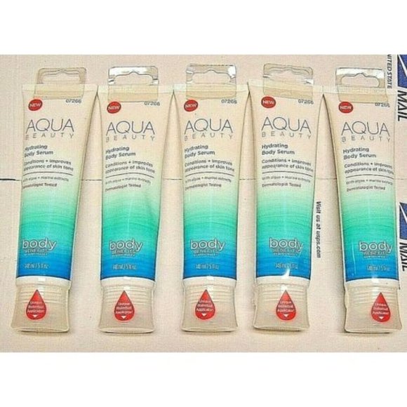 AQUA BEAUTY BODY BENEFITS BY BODY IMAGES Accessories - 5 TUBES AQUA BEAUTY HYDRATING BODY SERUM conditions+improves skin tone 5 oz ea